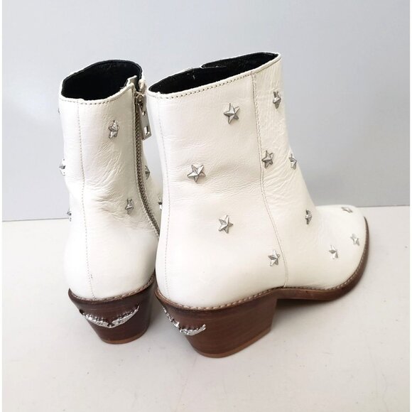 Zadig & Voltaire Tyler Star Studded Ankle Boots White Leather Size 37 - Picture 3 of 5